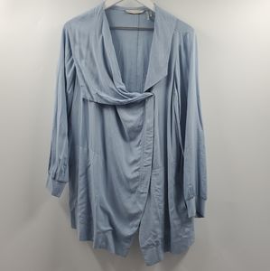 Soft Surroundings Light Blue Faux Wrap Zip Jacket